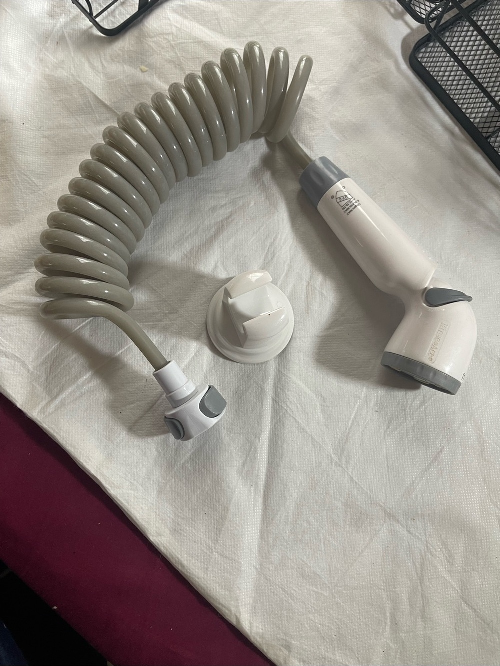 White Shower Handheld Spray Head with Coiled Hose
